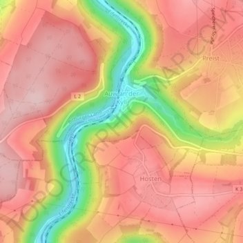 Auw an der Kyll topographic map, elevation, terrain