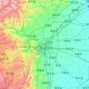 Shijiazhuang topographic map, elevation, terrain