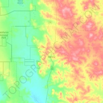 Watheroo topographic map, elevation, terrain
