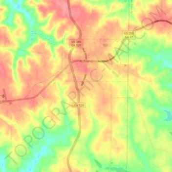 Richland topographic map, elevation, terrain