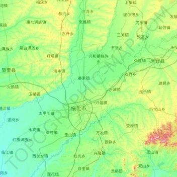 北林区 topographic map, elevation, terrain