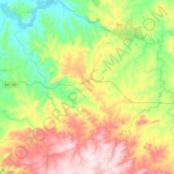 Vila Nova do Sul topographic map, elevation, terrain