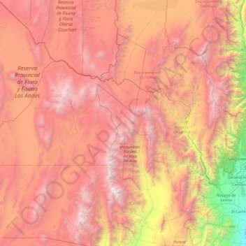 Municipio de San Antonio de los Cobres topographic map, elevation, terrain