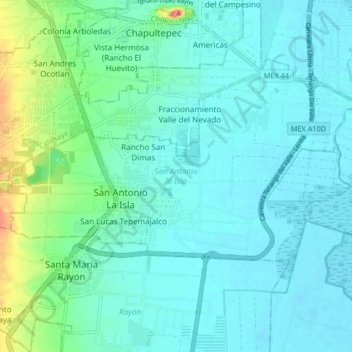 San Antonio la Isla topographic map, elevation, terrain