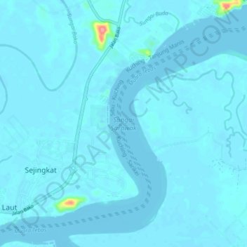 Sarawak River topographic map, elevation, terrain