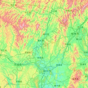 Liuzhou City topographic map, elevation, terrain