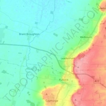 Leadenham topographic map, elevation, terrain