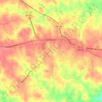 Jackson topographic map, elevation, terrain