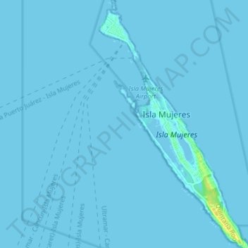 Isla Mujeres topographic map, elevation, terrain