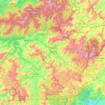 Eastern Band of Cherokee Indians topographic map, elevation, terrain