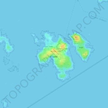 St Agnes topographic map, elevation, terrain