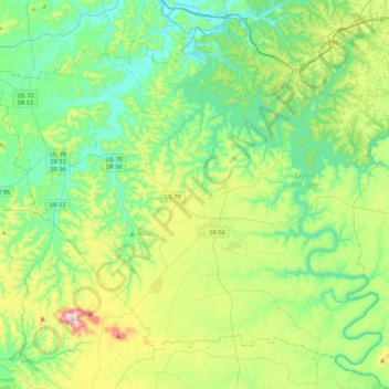 DeKalb County topographic map, elevation, terrain