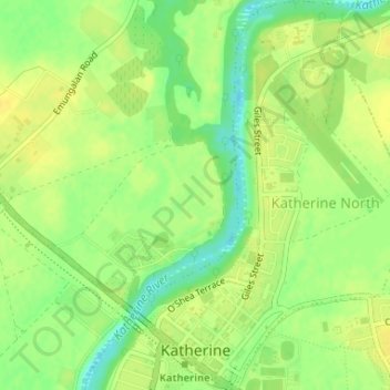 Katherine topographic map, elevation, terrain