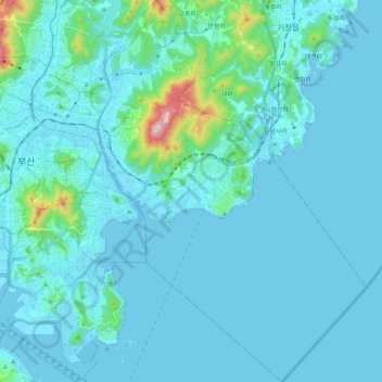 Haeundae-gu topographic map, elevation, terrain