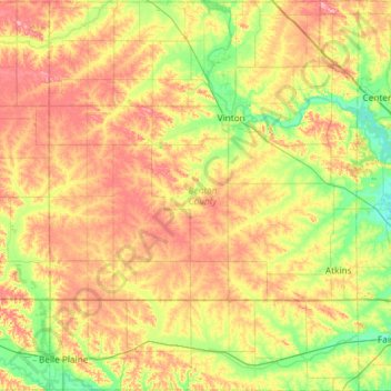 Benton County topographic map, elevation, terrain