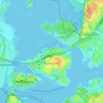 Kulosaari topographic map, elevation, terrain