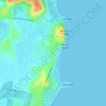 Skennars Head topographic map, elevation, terrain