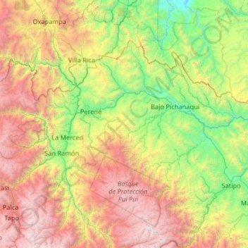 Provincia de Chanchamayo topographic map, elevation, terrain