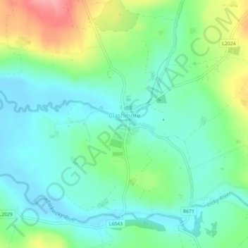 Clashmore topographic map, elevation, terrain