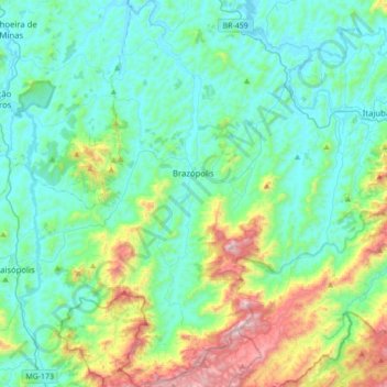 Brazópolis topographic map, elevation, terrain