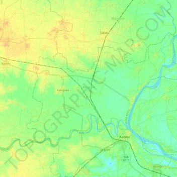 Ketugram - II topographic map, elevation, terrain