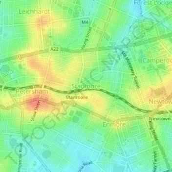 Stanmore topographic map, elevation, terrain