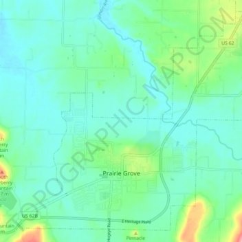 Prairie Grove topographic map, elevation, terrain