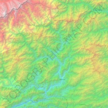 East Kameng district topographic map, elevation, terrain