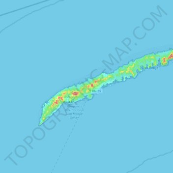 Isla de Roatán topographic map, elevation, terrain