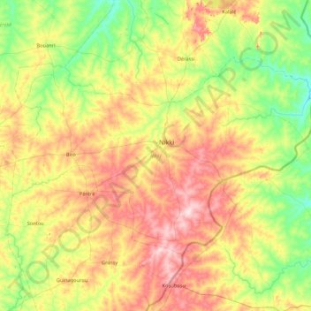 Nikki topographic map, elevation, terrain