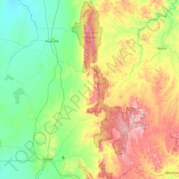 Goobang National Park topographic map, elevation, terrain