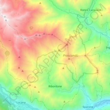 Ribordone topographic map, elevation, terrain