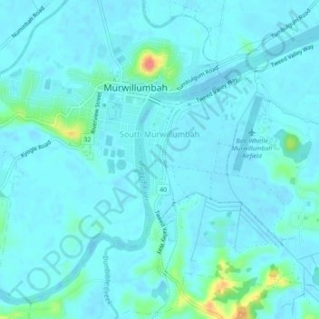 South Murwillumbah topographic map, elevation, terrain