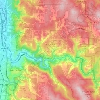 Roleystone Topographic Map Elevation Terrain   Thumbnail 