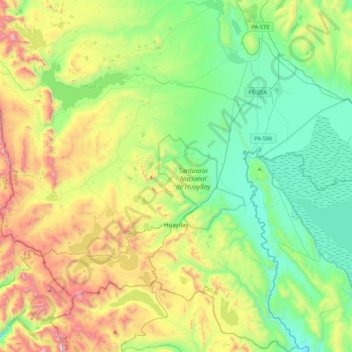 Huayllay topographic map, elevation, terrain