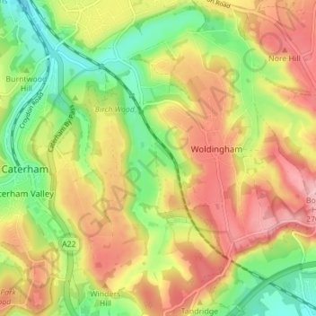 Woldingham topographic map, elevation, terrain