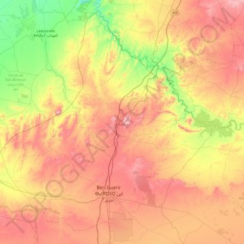 cercle de Rehamna topographic map, elevation, terrain