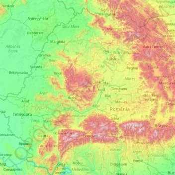 Mureș topographic map, elevation, terrain