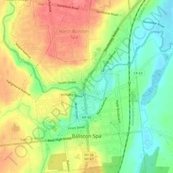 Village of Ballston Spa topographic map, elevation, terrain