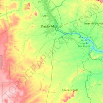 Paulo Afonso topographic map, elevation, terrain