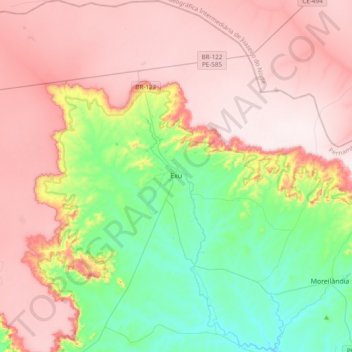 Exu topographic map, elevation, terrain