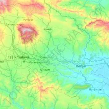 Ciamis topographic map, elevation, terrain