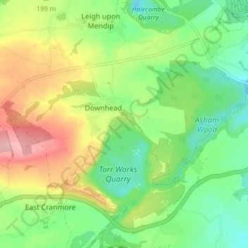 Downhead topographic map, elevation, terrain