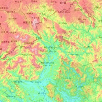 Hà Giang Province topographic map, elevation, terrain