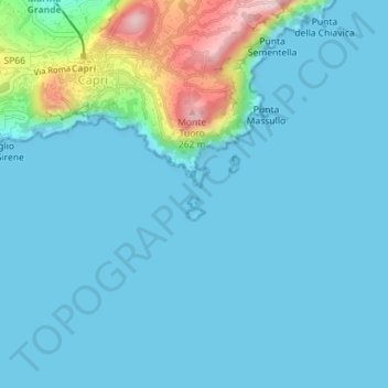 Faraglioni di Capri topographic map, elevation, terrain