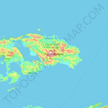 Pulau Waigeo topographic map, elevation, terrain