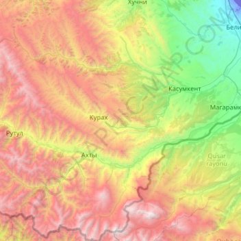 Dokuzparinsky District topographic map, elevation, terrain