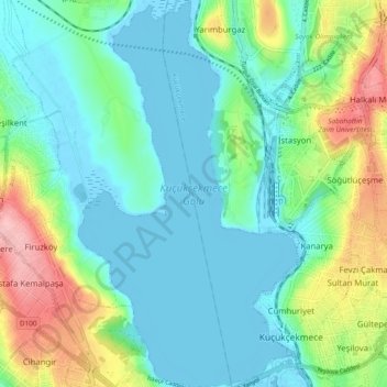 Küçükçekmece Gölü topographic map, elevation, terrain