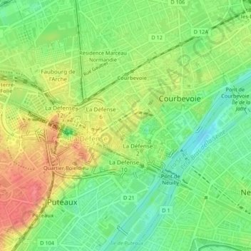 Quartier Gambetta topographic map, elevation, terrain