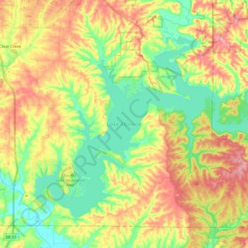 Lake Monroe topographic map, elevation, terrain